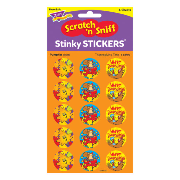 Thanksgiving Time-Pumpkin Stinky Stickers, 60 Per Pack, 6 Packs