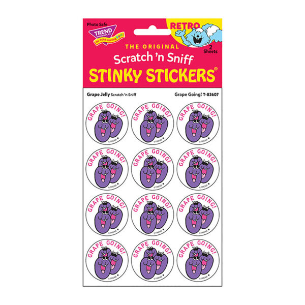 Grape Going!-Grape Jelly Scented Stickers, 24 Per Pack, 6 Packs