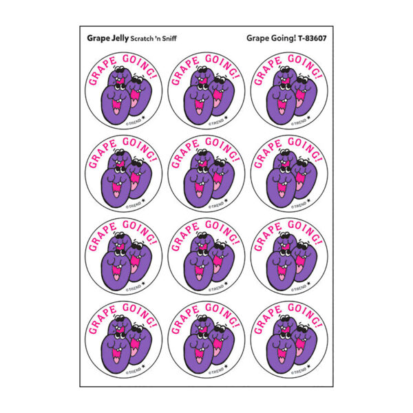 Grape Going!-Grape Jelly Scented Stickers, 24 Per Pack, 6 Packs