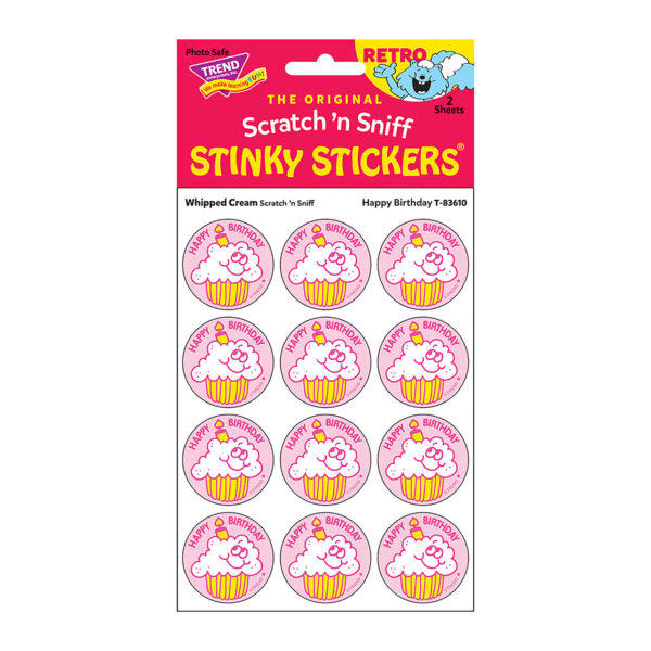 Happy Birthday-Whipped Cream Scented Stickers, 24 Per Pack, 6 Packs