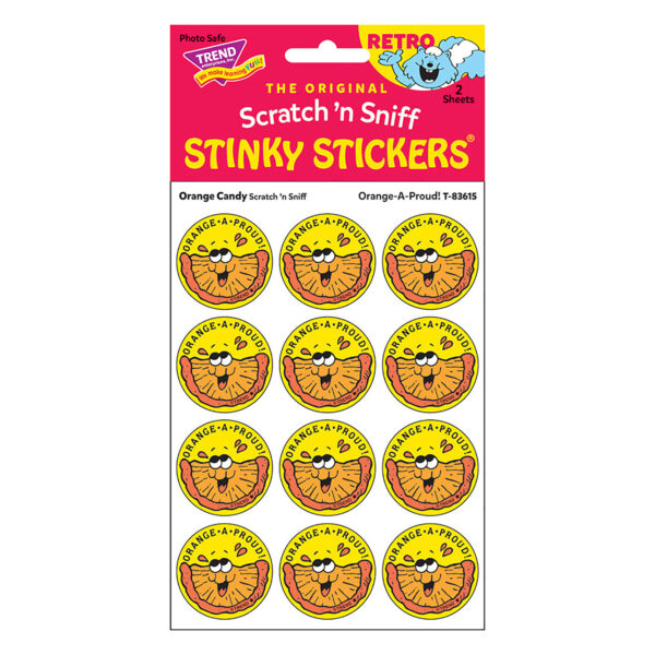 Orange-A-Proud!-Orange Candy Scented Stickers, 24 Per Pack, 6 Packs