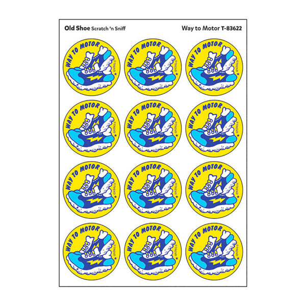 Way to Motor-Old Shoe Scented Stickers, 24 Per Pack, 6 Packs