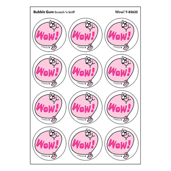 Wow!-Bubble Gum Scented Stickers, 24 Per Pack, 6 Packs