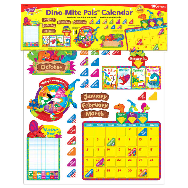 Dino-Mite Pals Calendar Bulletin Board Set, 2 Sets