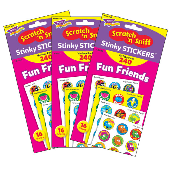 ERST-83917-3.jpg Fun Friends Stinky Stickers Variety Pack, 240 Per Pack, 3 Packs