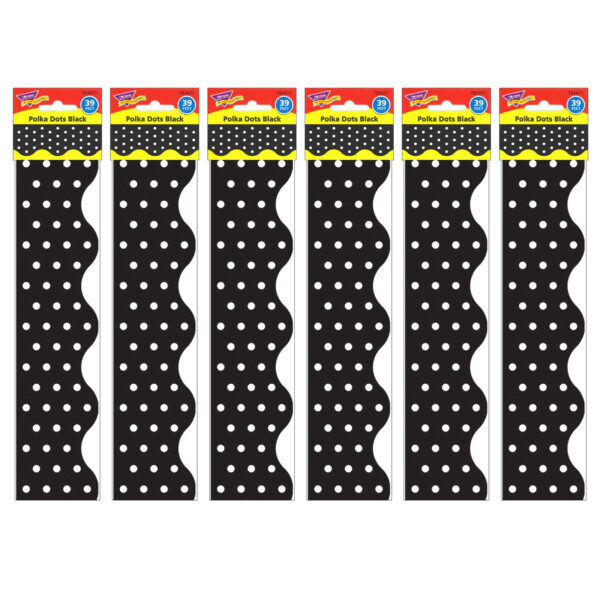 Polka Dots Black Terrific Trimmers, 39 Feet Per Pack, 6 Packs
