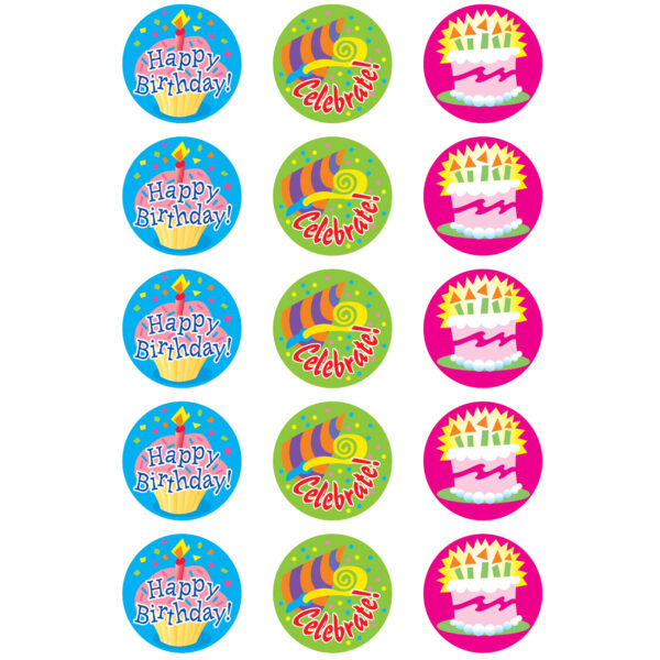 Happy Birthday-Vanilla Stinky Stickers, 60 Per Pack, 6 Packs