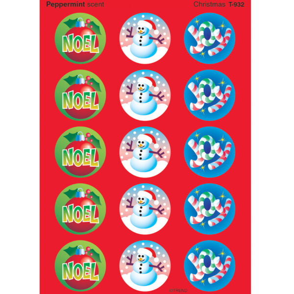 Christmas-Peppermint Stinky Stickers, 60 Per Pack, 6 Packs