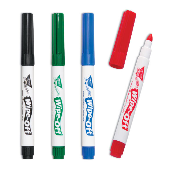 4-Pack Standard Colors Wipe-Off Markers, 3 Packs