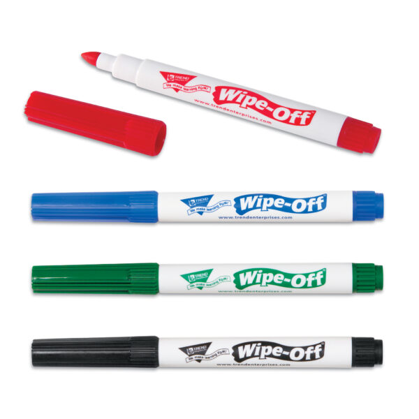 4-Pack Standard Colors Wipe-Off Markers, 3 Packs
