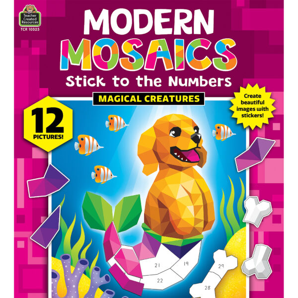 ERSTCR10325-2_4.jpg Magical Creatures Modern Mosaics Stick to the Numbers Activity Book, Pack of 2