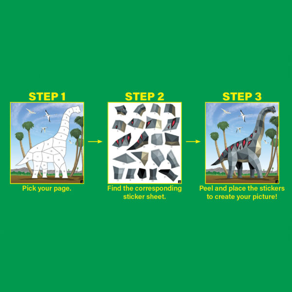 ERSTCR10326-2_2.jpg Dinosaurs Modern Mosaics Stick to the Numbers Activity Book, Pack of 2