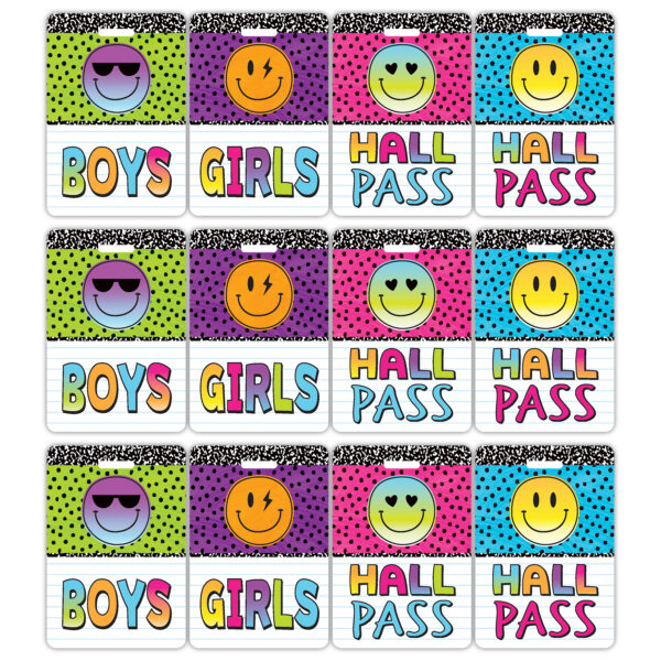 Brights 4Ever Hall Pass with Lanyard, 4 Per Pack, 3 Packs