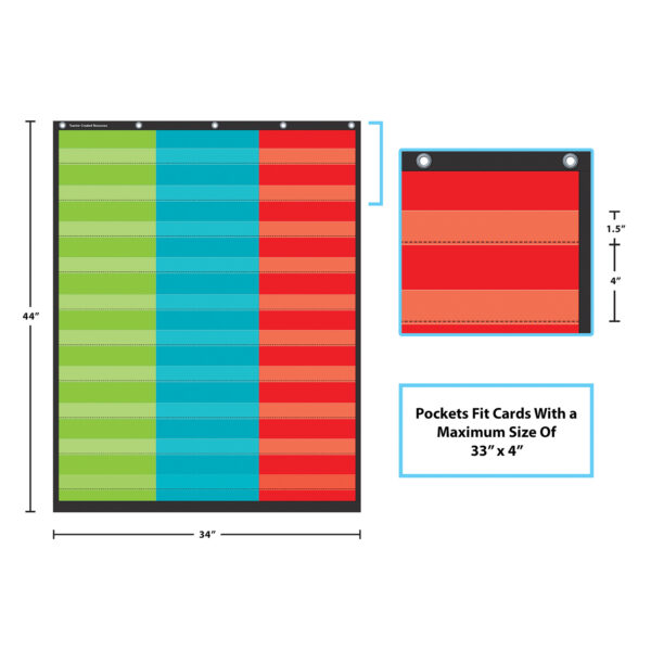 3 Column Pocket Chart, 34" x 44"
