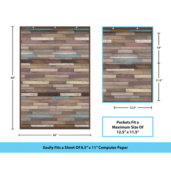 Reclaimed Wood Design Large 6 Pocket Chart, 26" x 38"