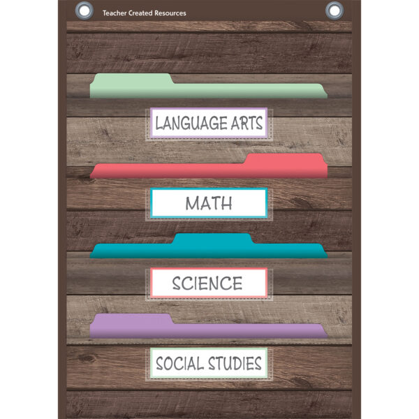 Dark Wood Design 10 Pocket File Storage Pocket Chart, 14" x 58"