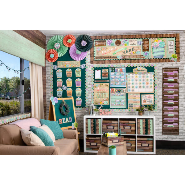 Dark Wood Design 10 Pocket File Storage Pocket Chart, 14" x 58"