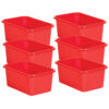 Red Small Plastic Storage Bin, Pack of 6