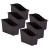 Black Plastic Book Bin, Pack of 6