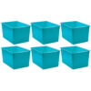 Teal Plastic Multi-Purpose Bin Plastic Multi-Purpose Bin, Teal, Pack of 6