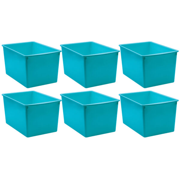 Teal Plastic Multi-Purpose Bin Plastic Multi-Purpose Bin, Teal, Pack of 6