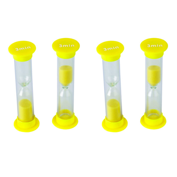 Sand Timers, Small, 3 Minute, 4 Per Pack, 6 Packs