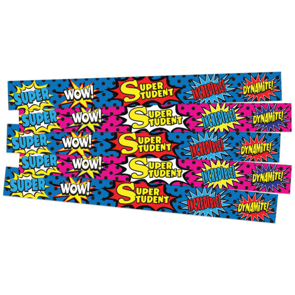 Superhero Super Student Slap Bracelets, 10 Per Pack, 6 Packs