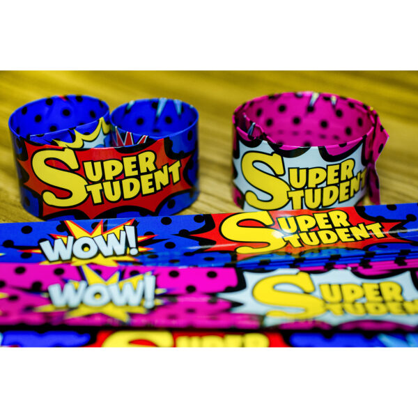 Superhero Super Student Slap Bracelets, 10 Per Pack, 6 Packs