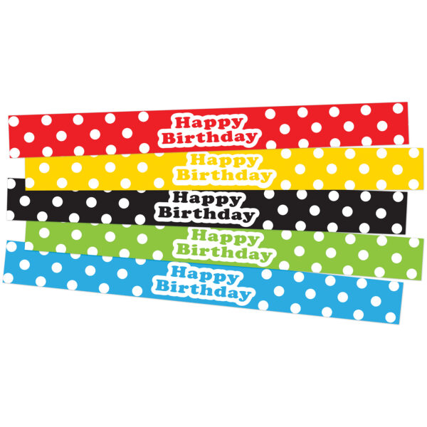 Polka Dots Happy Birthday Slap Bracelets, 10 Per Pack, 6 Packs