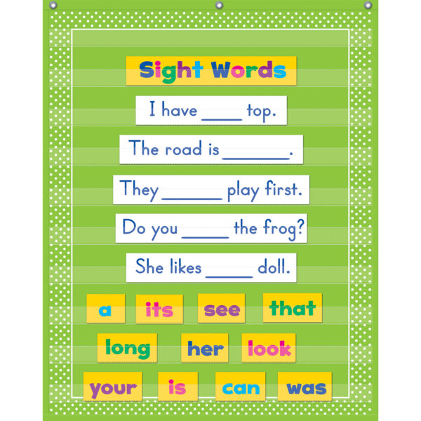 Lime Polka Dots 10 Pocket Chart