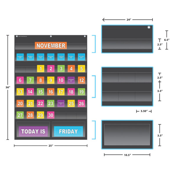 Black Calendar Pocket Chart (25" x 36")