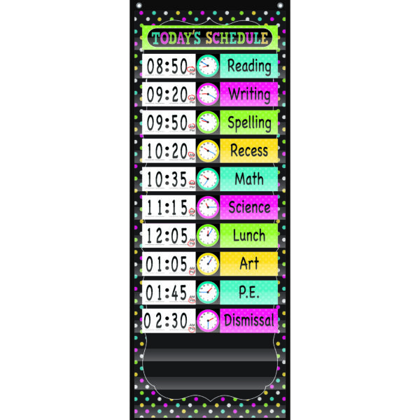 Chalkboard Brights 14 Pocket Daily Schedule Pocket Chart, 13" x 34"