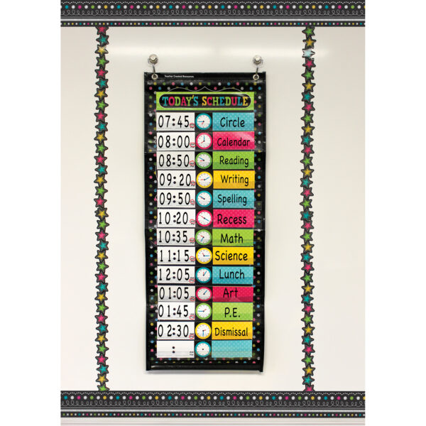 Chalkboard Brights 14 Pocket Daily Schedule Pocket Chart, 13" x 34"