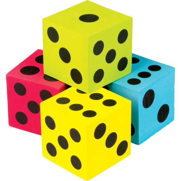 ERSTCR20810-3_1.jpg Foam Colorful Jumbo Dice, 4 Per Pack, 3 Packs