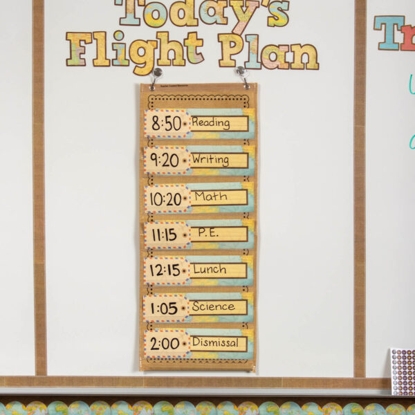 14-Pocket Pocket Chart, Burlap Design, 13" x 34"