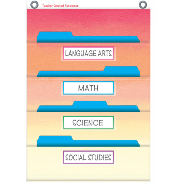 File Storage Pocket Chart, 10 Pockets, Watercolor, 14" x 58"