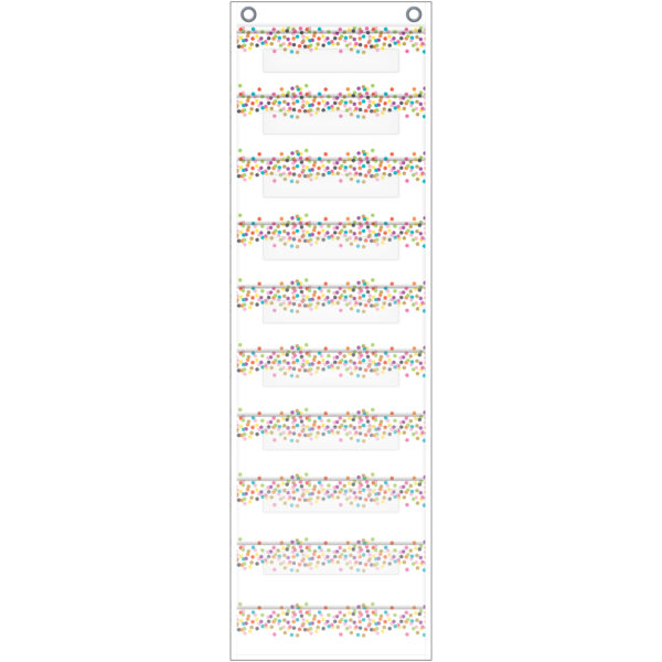 File Storage Pocket Chart, 10 Pockets, Confetti, 14" x 58"