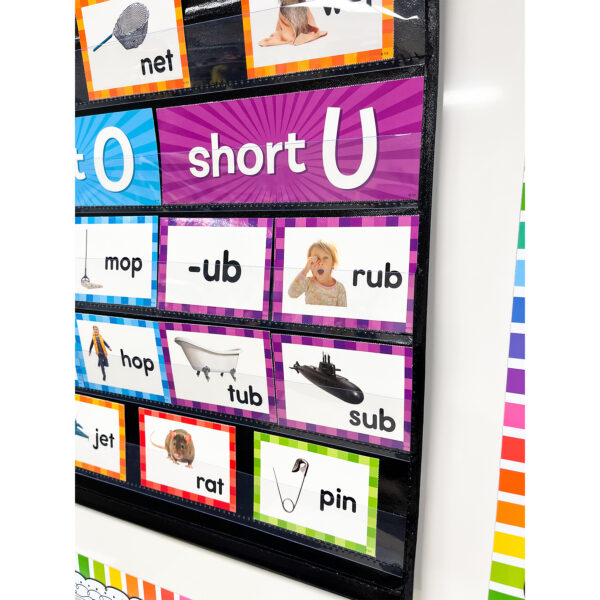 Short Vowels Pocket Chart Cards, 205 Pieces Per Pack, 2 Packs
