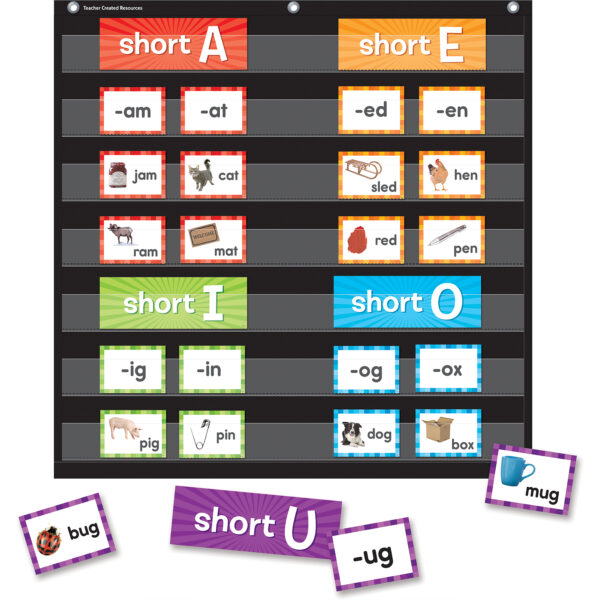 Short Vowels Pocket Chart Cards, 205 Pieces Per Pack, 2 Packs