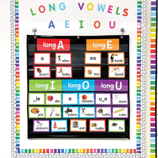 Long Vowels Pocket Chart Cards, 205 Pieces Per Pack, 2 Packs