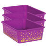 Purple Confetti Large Plastic Storage Bin, Pack of 3