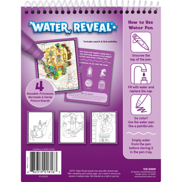 Princesses, Mermaids & Fairies Water Reveal Book, 6 Sets
