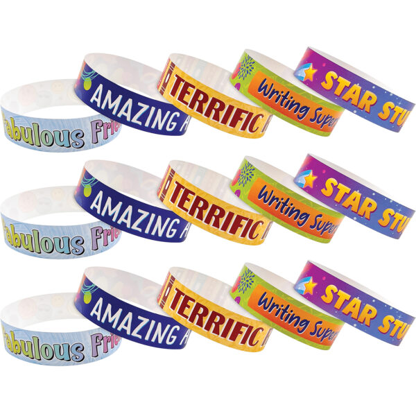 Positive Reinforcement Brag Bracelets Positive Reinforcement Brag Bracelets, 10 Designs, 100 Per Pack, 3 Packs