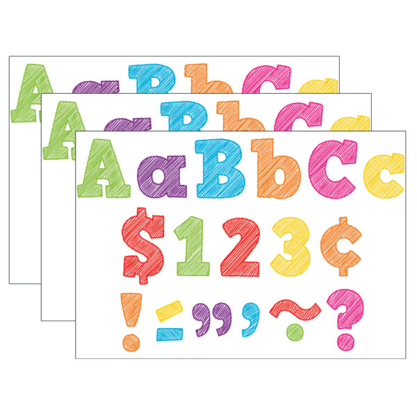 ERSTCR2686-3.jpg Scribble Bold Block 4" Letters Combo Pack, 230 Characters Per Pack, 3 Packs