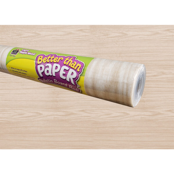 Better Than Paper Bulletin Board Roll, 4' x 12', Light Maple Wood Design, Pack of 4