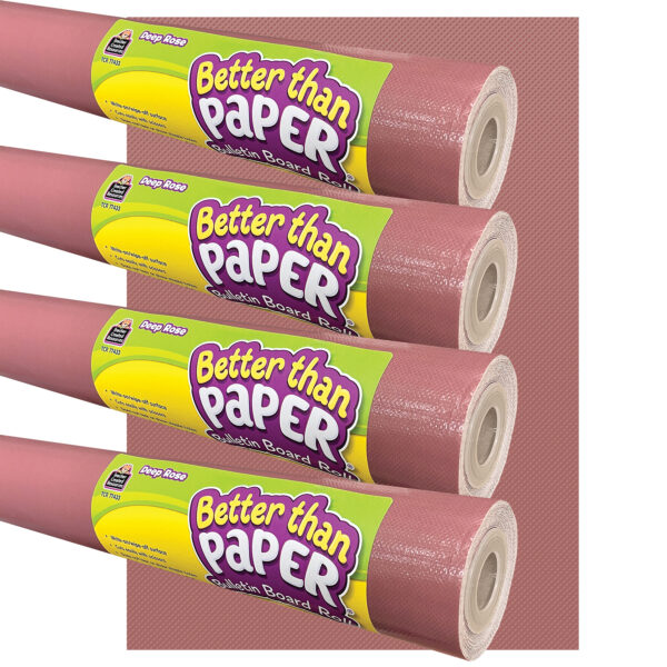 Better Than Paper Bulletin Board Roll, 4' x 12', Deep Rose, 4 Rolls
