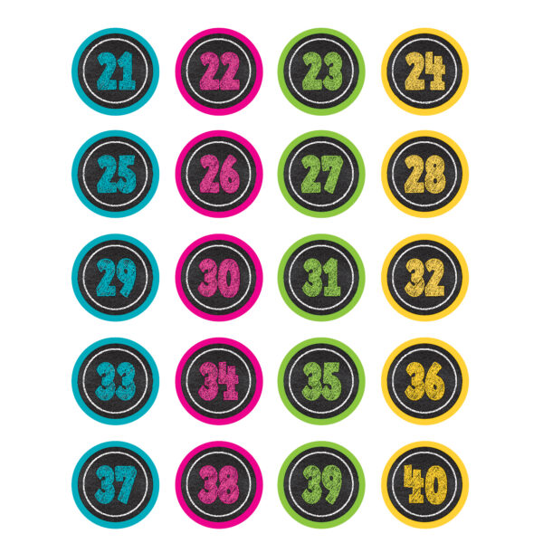 Chalkboard Brights Numbers Stickers, 120 Per Pack, 6 Packs
