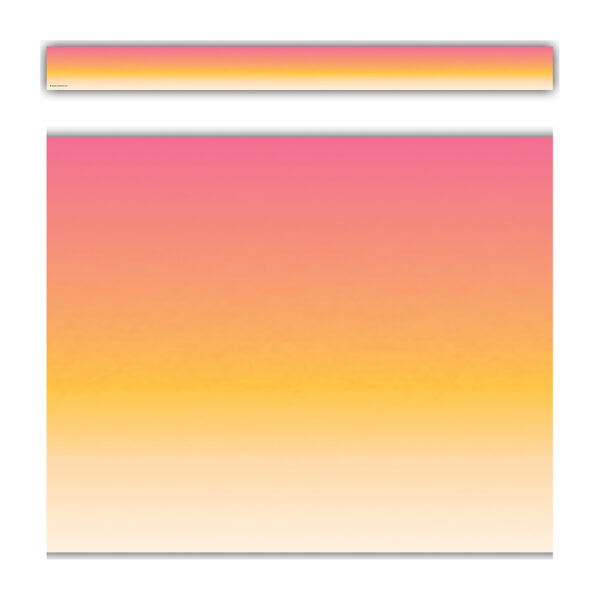 Pink and Orange Color Wash Straight Border Trim, 35 Feet Per Pack, 6 Packs