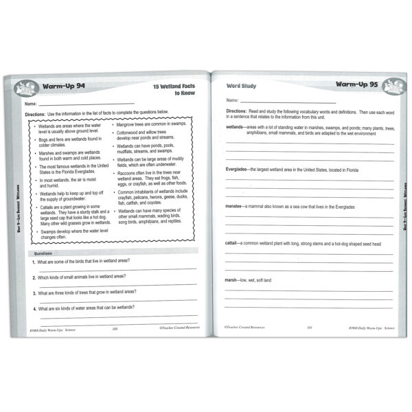 Daily Warm-Ups Science Book, Grade 3