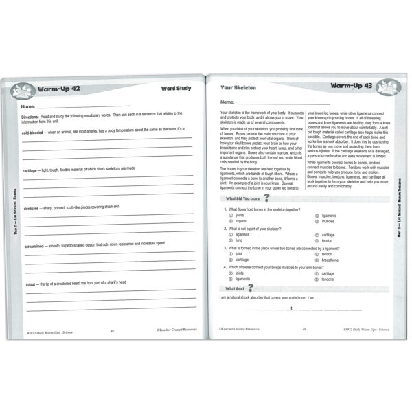 Daily Warm-Ups Science Book, Grade 5